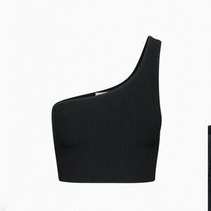 Babaton sculpt knit one shoulder top in black, size xs (aritzia)